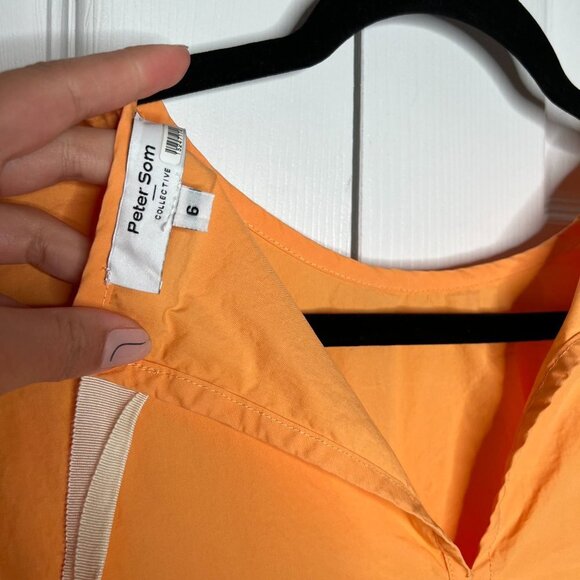 Peter Som Collective Marigold Orange Tiered Tie Back Midi Dress Women's Size 6 - Picture 6 of 11